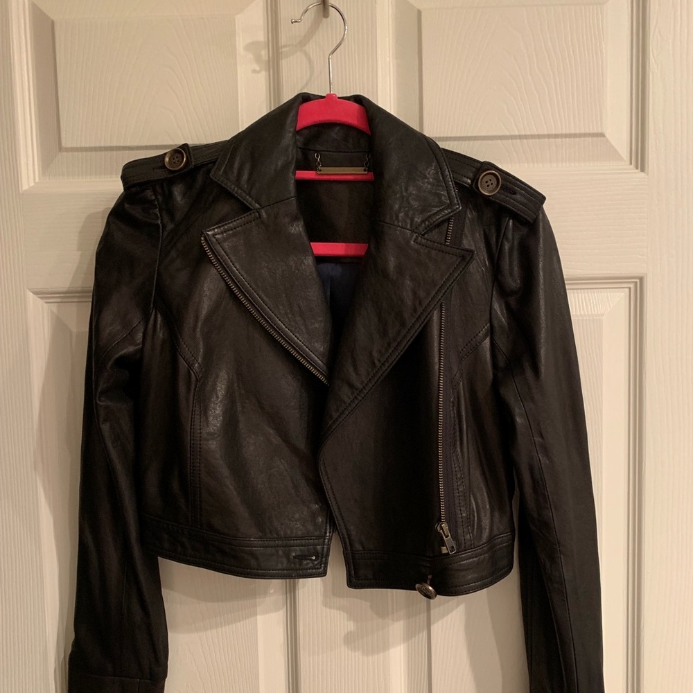 Diane Von Furstenberg Leather Jacket- Black Size 2